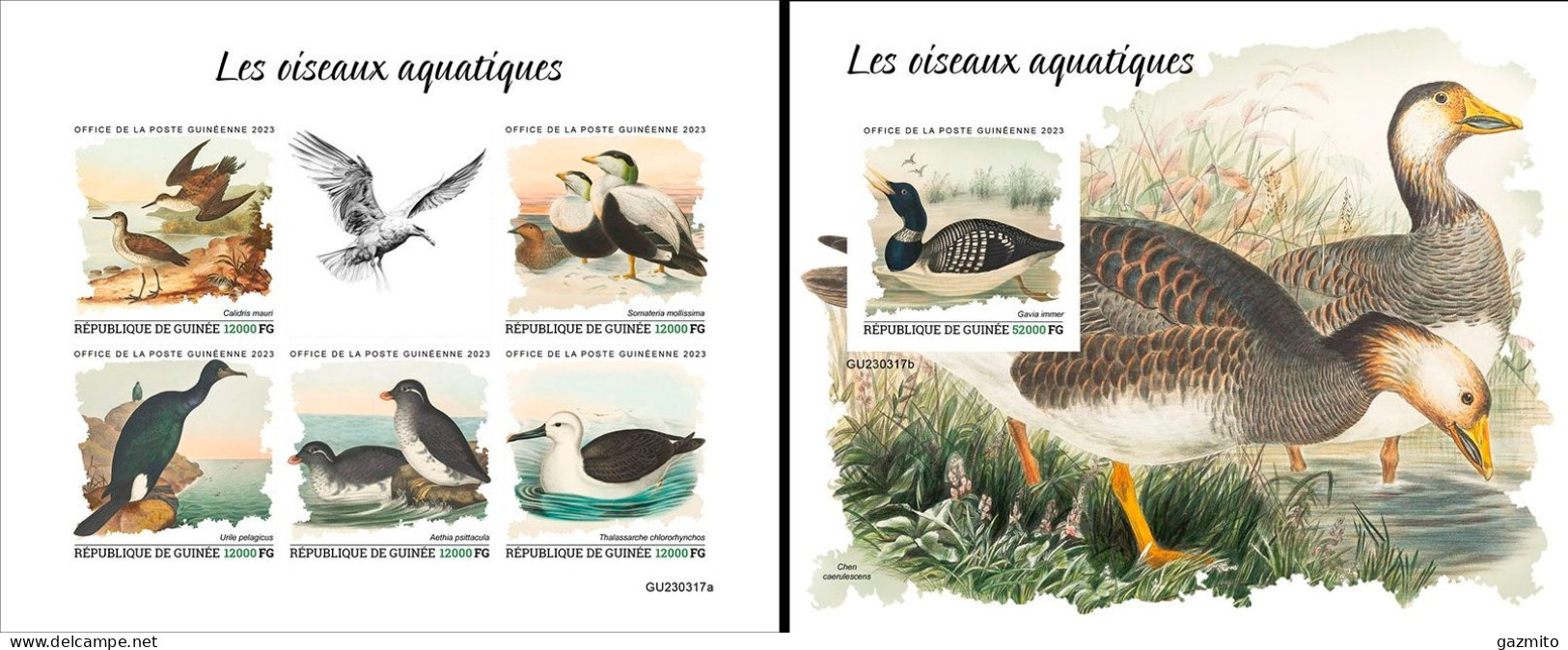 Guinea 2023, Animals, Water Birds, 5val In BF +BF IMPERFORATED - República De Guinea (1958-...)