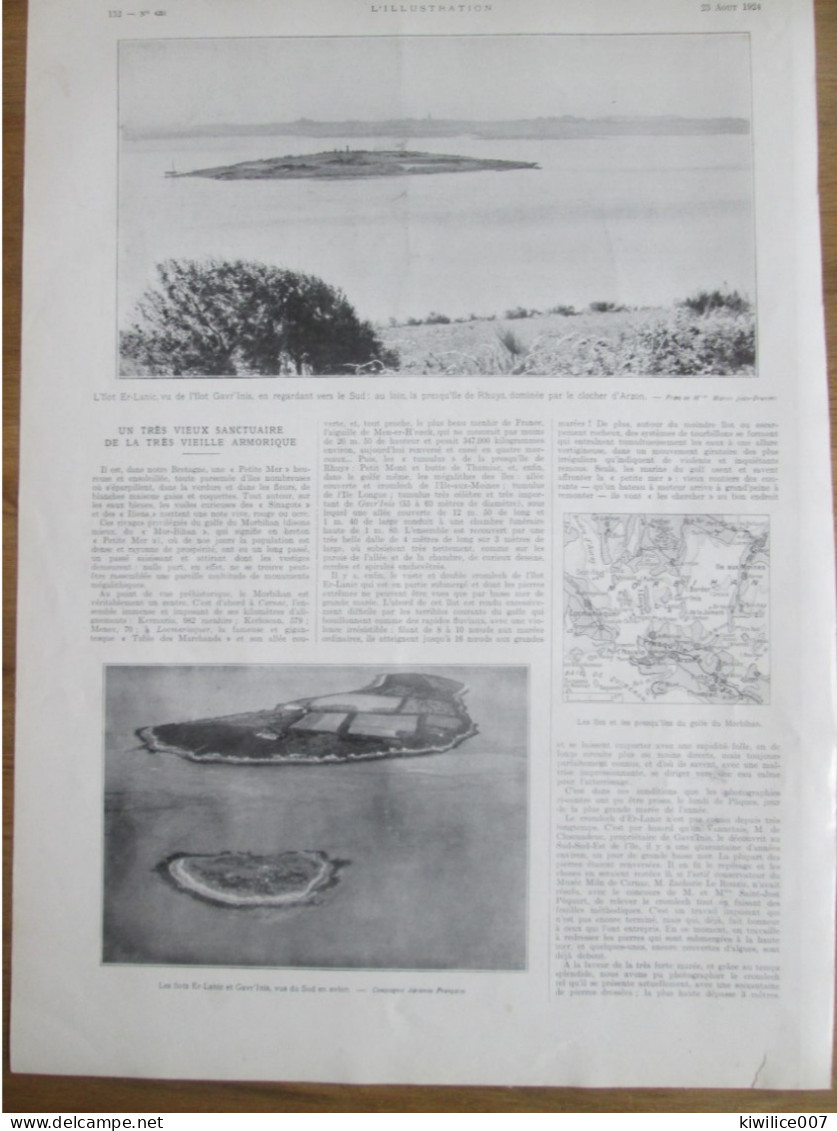 1924   BRETAGNE L'ilot  ER-LANIC Vu De L'ilot Gavr'inis ILE Morbihan Region Presqu Ile De RHUYS - Unclassified