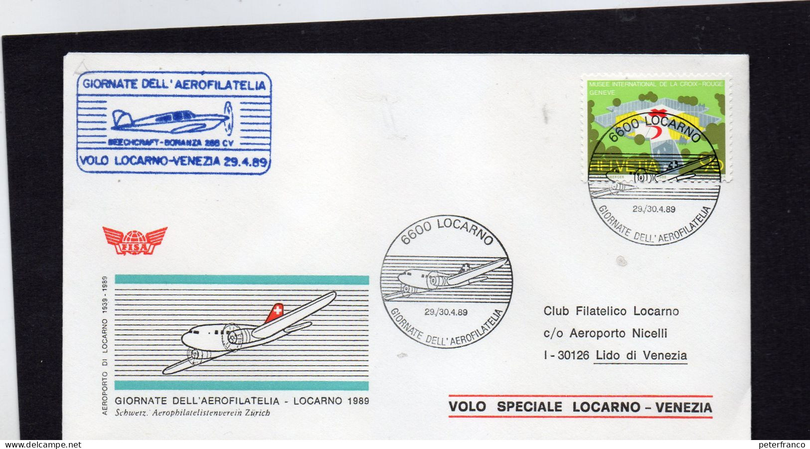 1989 Svizzera - Volo Speciale Locarno - Venezia - Avions