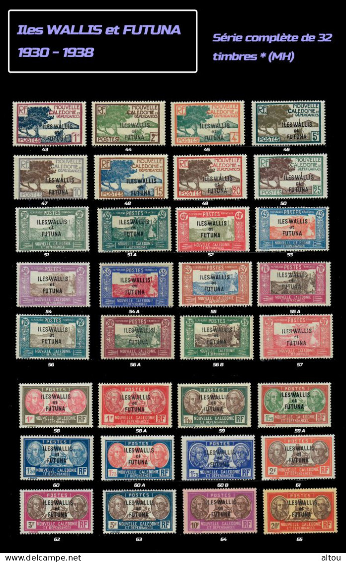 Iles Wallis Et Futuna 1930/1938 - Série Complète * (MH) Y&T N°43 à 65 - Nuevos