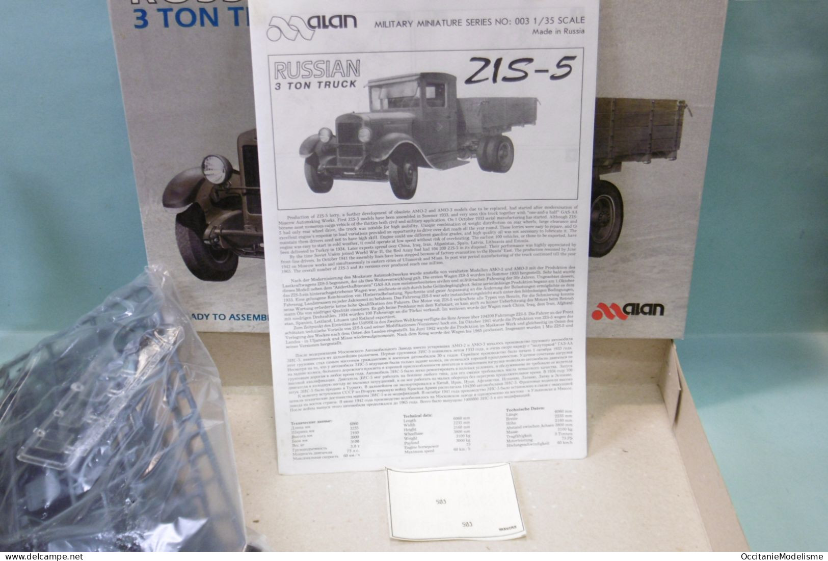 Alan - ZIS-5 3 Russian Ton Truck Camion Maquette Kit Plastique Réf. 003 BO 1/35 - Militär