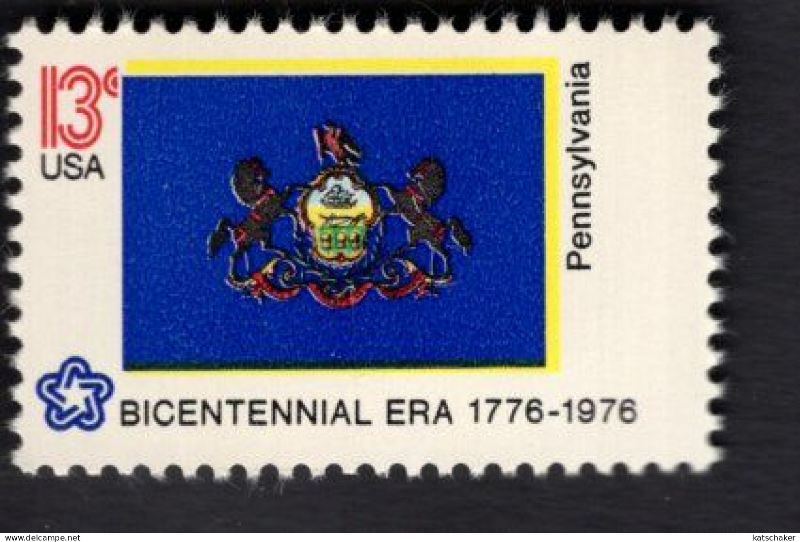 206110516 1976 SCOTT 1634 (XX) POSTFRIS MINT NEVER HINGED  Flag American Bicentennial  FLAG FROM PENNSYLVANIA - Unused Stamps