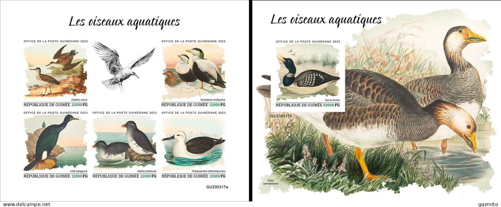 Guinea 2023, Animals, Water Birds, 5val In BF +BF IMPERFORATED - Eenden