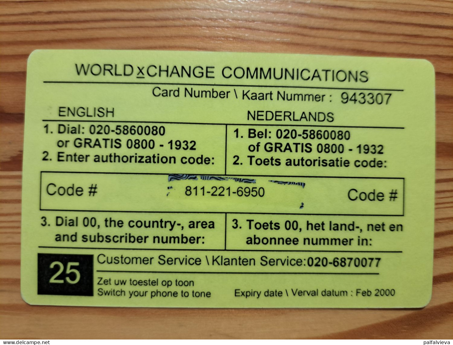 Prepaid Phonecard Netherlands, World X Change, Early Bird Calling Card, Exp: Feb. 2000. - Schede GSM, Prepagate E Ricariche
