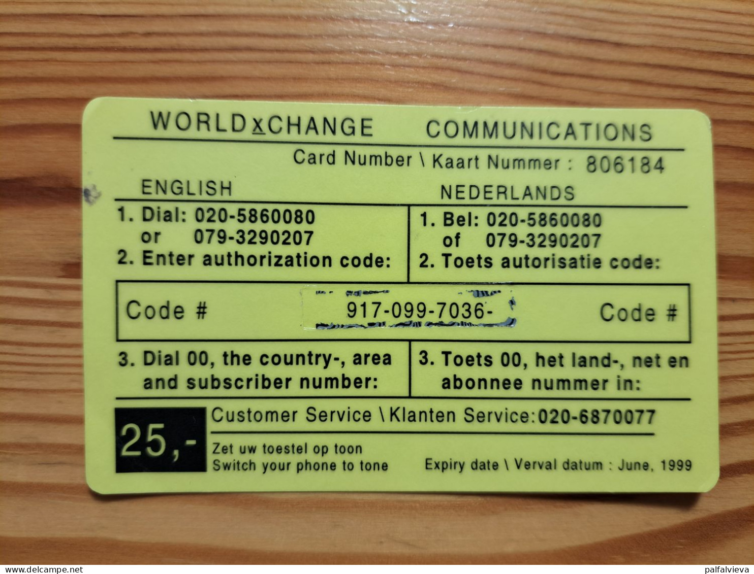 Prepaid Phonecard Netherlands, World X Change, Early Bird Calling Card, Exp: June, 1999. - Cartes GSM, Prépayées Et Recharges