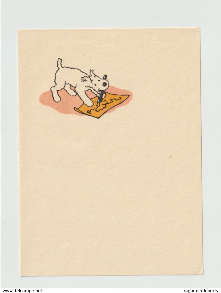 TINTIN - Papier à Lettre Avec Entête Des Personnages En Couleur De TINTIN - Chien MILOU Avec Stylo Plume Entre Les Dents - Unclassified