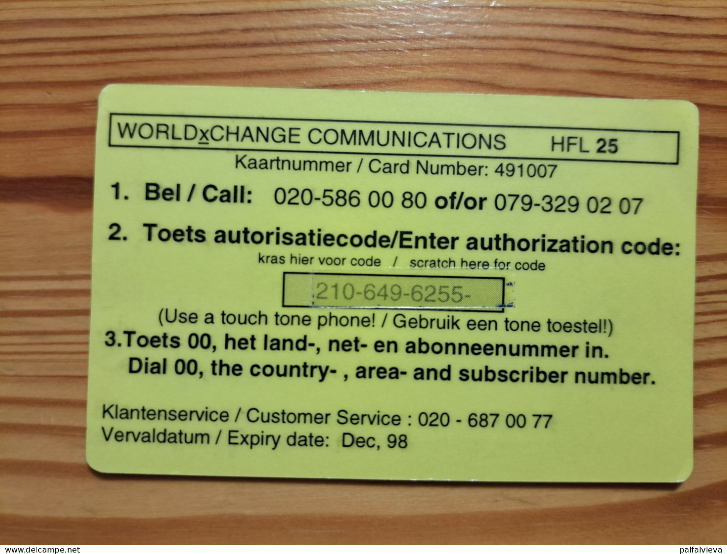 Prepaid Phonecard Netherlands, World X Change, Early Bird Calling Card, Exp: Dec, 98. - [3] Sim Cards, Prepaid & Refills