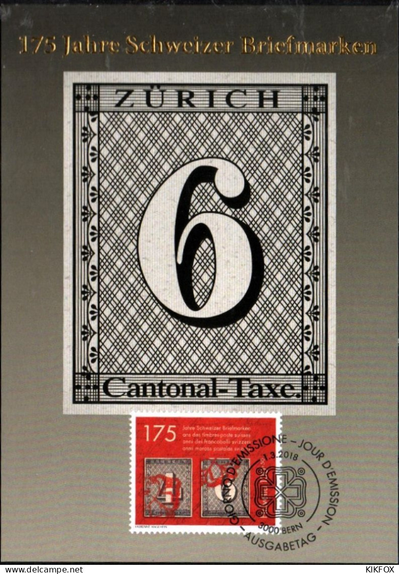 SUISSE ,SCHWEIZ,2018,  175 Jahre Schweizer Briefmarken -  Michel 2531,  GESTEMPELT, OBLITERE AUF KARTE - Usati