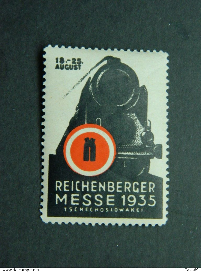 Reklamemarke Reichenberge Messe 1935 Reichenberg Liberec Tschekoslowakei Zug - Erinnophilie