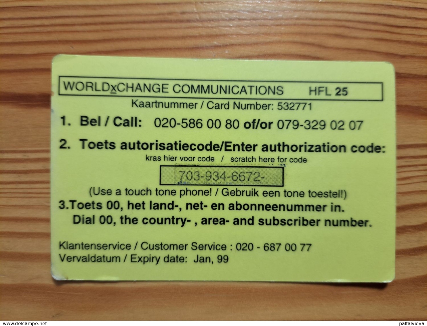 Prepaid Phonecard Netherlands, World X Change, Early Bird Calling Card, Exp: Jan, 99. - [3] Sim Cards, Prepaid & Refills