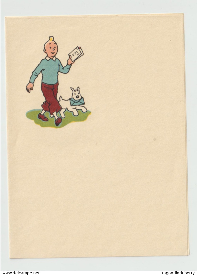 TINTIN - Papier à Lettre Avec Entête Des Personnages En Couleur De TINTIN - TINTIN Et Son Chien MILOU Partant Poster Des - Unclassified