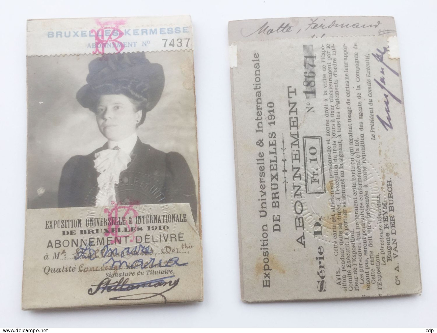 Abonnement Exposition Int. BRUXELLES 1910  Kermesse - Tickets - Entradas