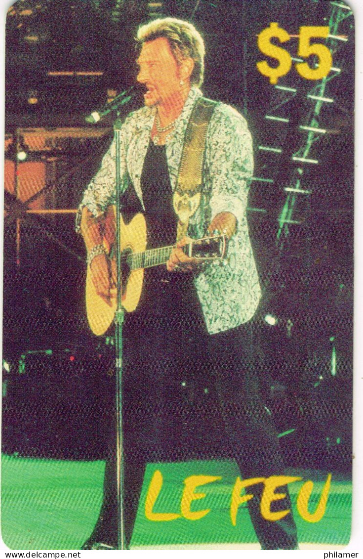 France French Telecarte Phonecard PREPAID Setcall Ex.1999 JOHNNY HALLIDAY LE FEU GUITARE NEUVE BE - Lebensmittel