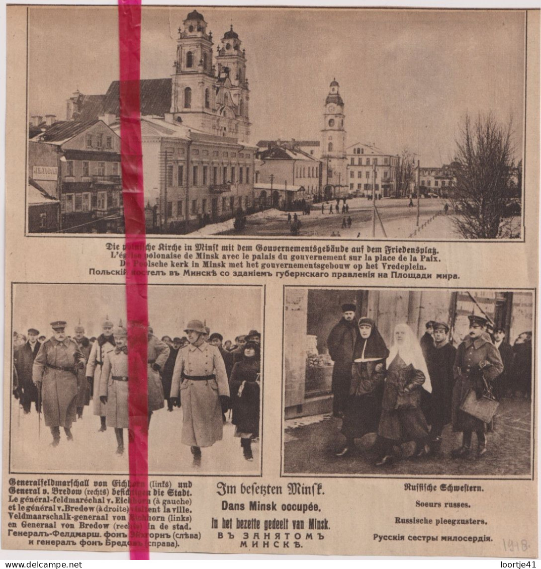 Oorlog Guerre 14/18 - Bezet Minsk Occupé  - Orig. Knipsel Coupure Tijdschrift Magazine - 1918 - Non Classés