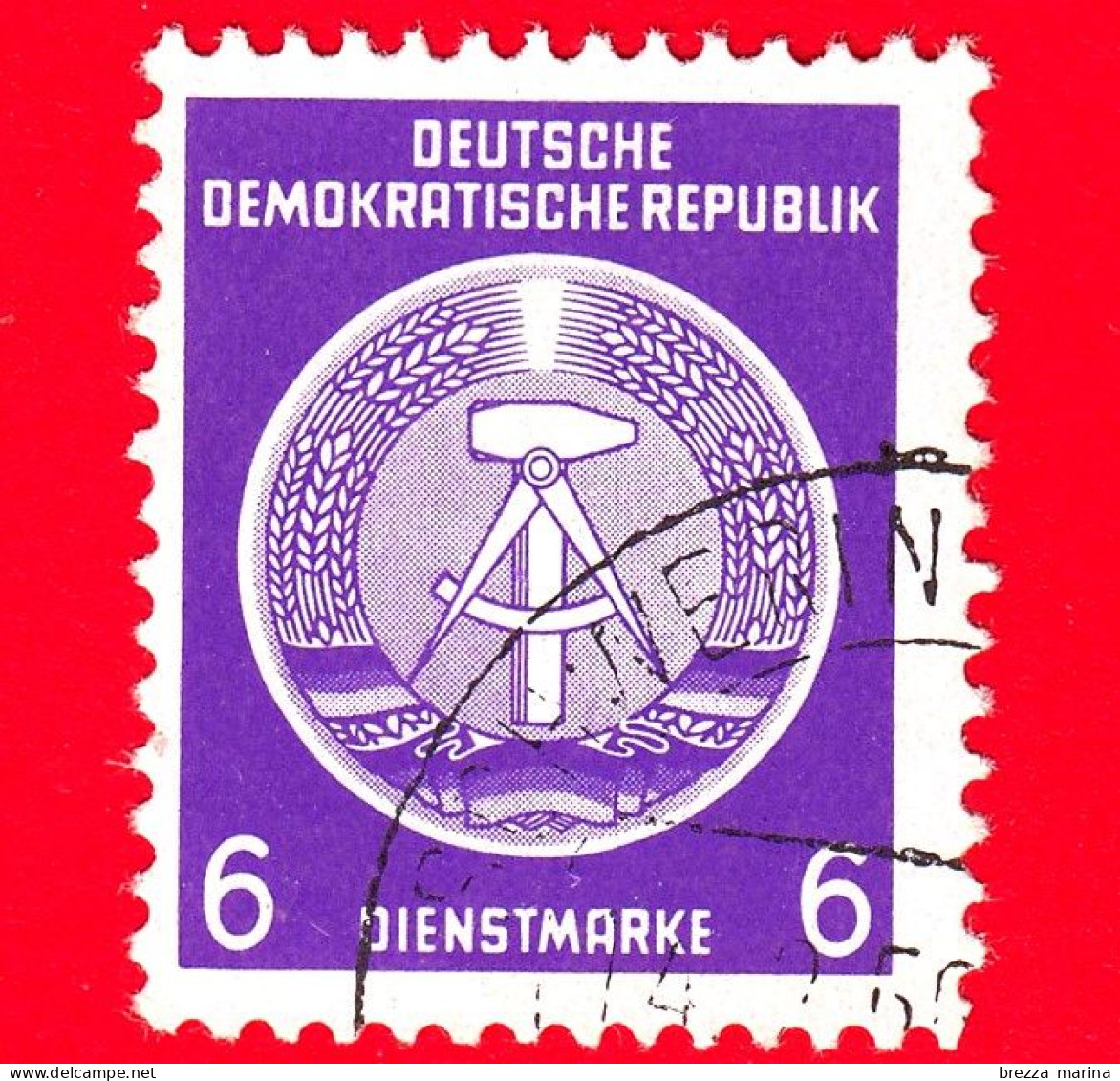 GERMANIA - Usato - Rep. Democratica - DDR - 1957 - Servizio - Stemma - Martello E Compasso - 6 - Gebruikt