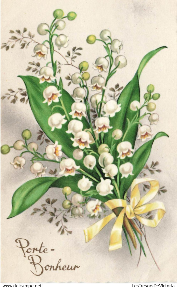 FLEURS - Un Bouquet De Muguet - Porte Bonheur - Colorisé - Carte Postale Ancienne - Bloemen