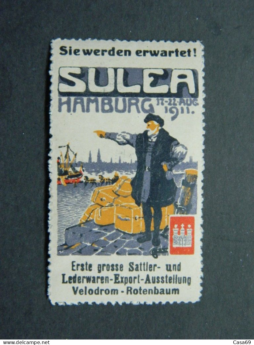 Reklamemarke Sattler U. Lederwaren Export Ausstellung SULEA Hamburg 1911 - Erinofilia