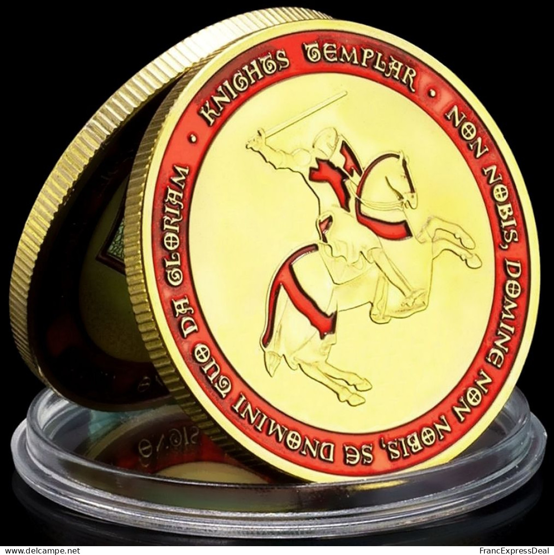Pièce Médaille NEUVE Plaquée Or - Les Templiers Chevaliers Knights Templar (Ref 8A) - Otros & Sin Clasificación