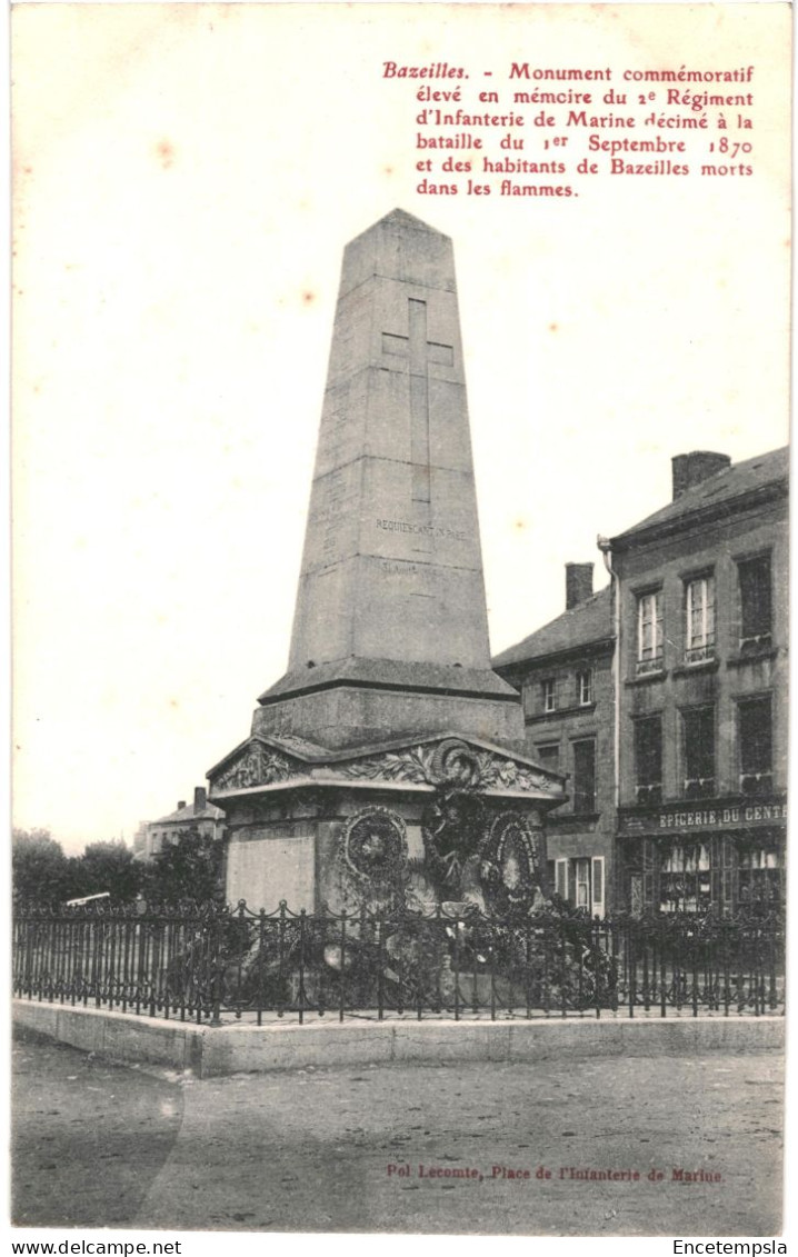 CPA Carte Postale France Bazeilles Monument élevé En Mémoire Du 2me Régiment    VM80062 - Sedan