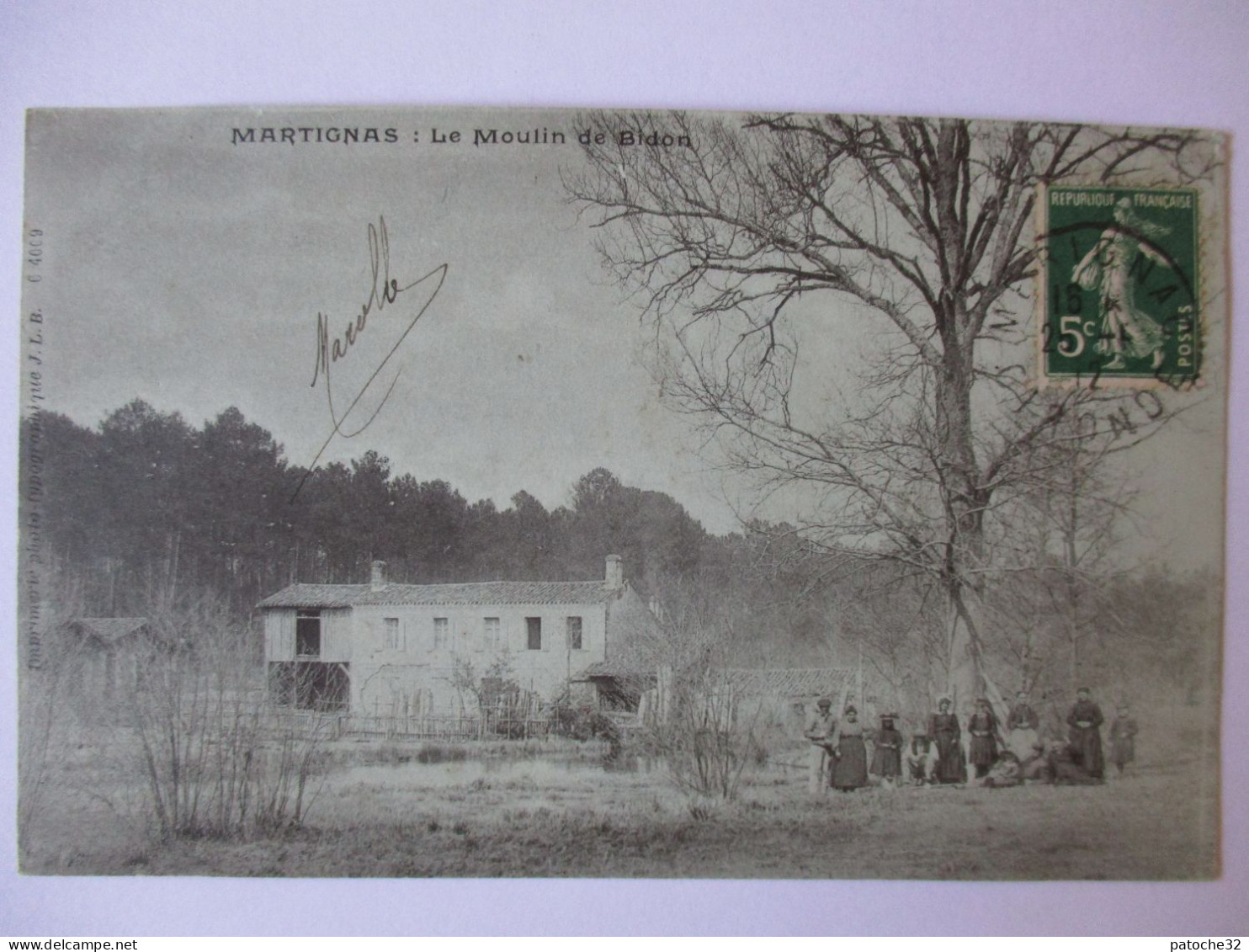 Cpa...Martignas...(gironde)...le Moulin De Bidon...1912...animée... - Sonstige & Ohne Zuordnung