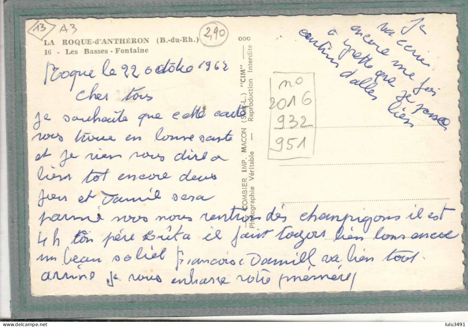 CPSM Dentelée (13) La ROQUE-d'ANTHERON - Aspect Des Basses-Fontaine En 1962 - Sonstige & Ohne Zuordnung