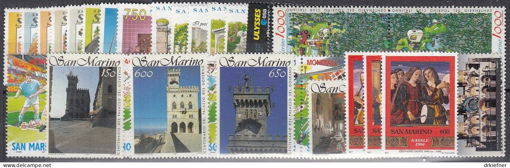 SAN MARINO  Jahrgang 1994, Postfrisch **, 1558-1563, 1568-1593, Ohne Block 18-19 - Unused Stamps