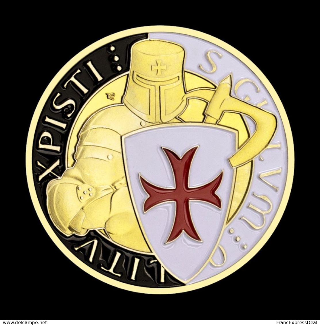 Pièce Médaille NEUVE Plaquée Or - Les Templiers Chevaliers (Réf 2) - Other & Unclassified