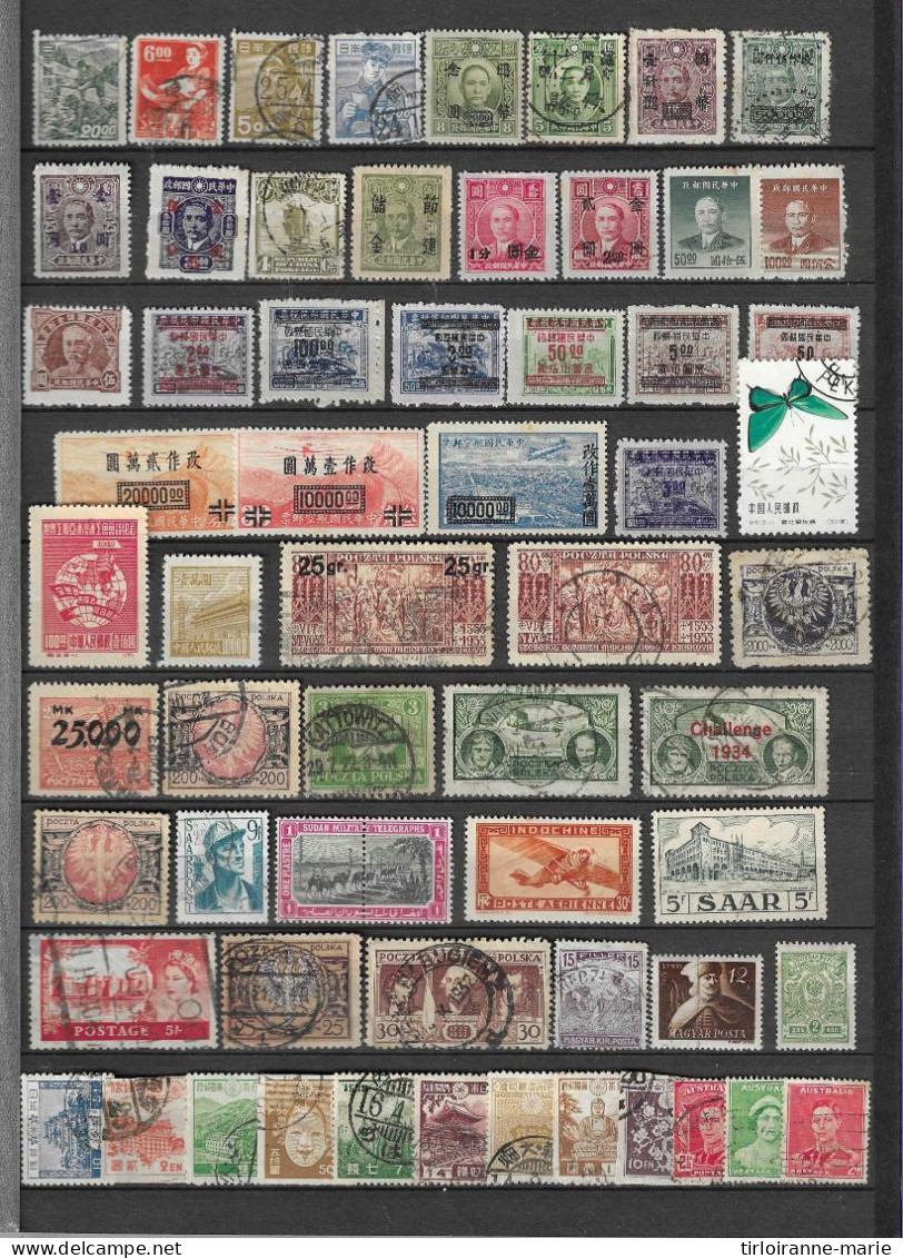 Lot Timbres De Chine Et Autres Pays .a Reclasser - Other & Unclassified