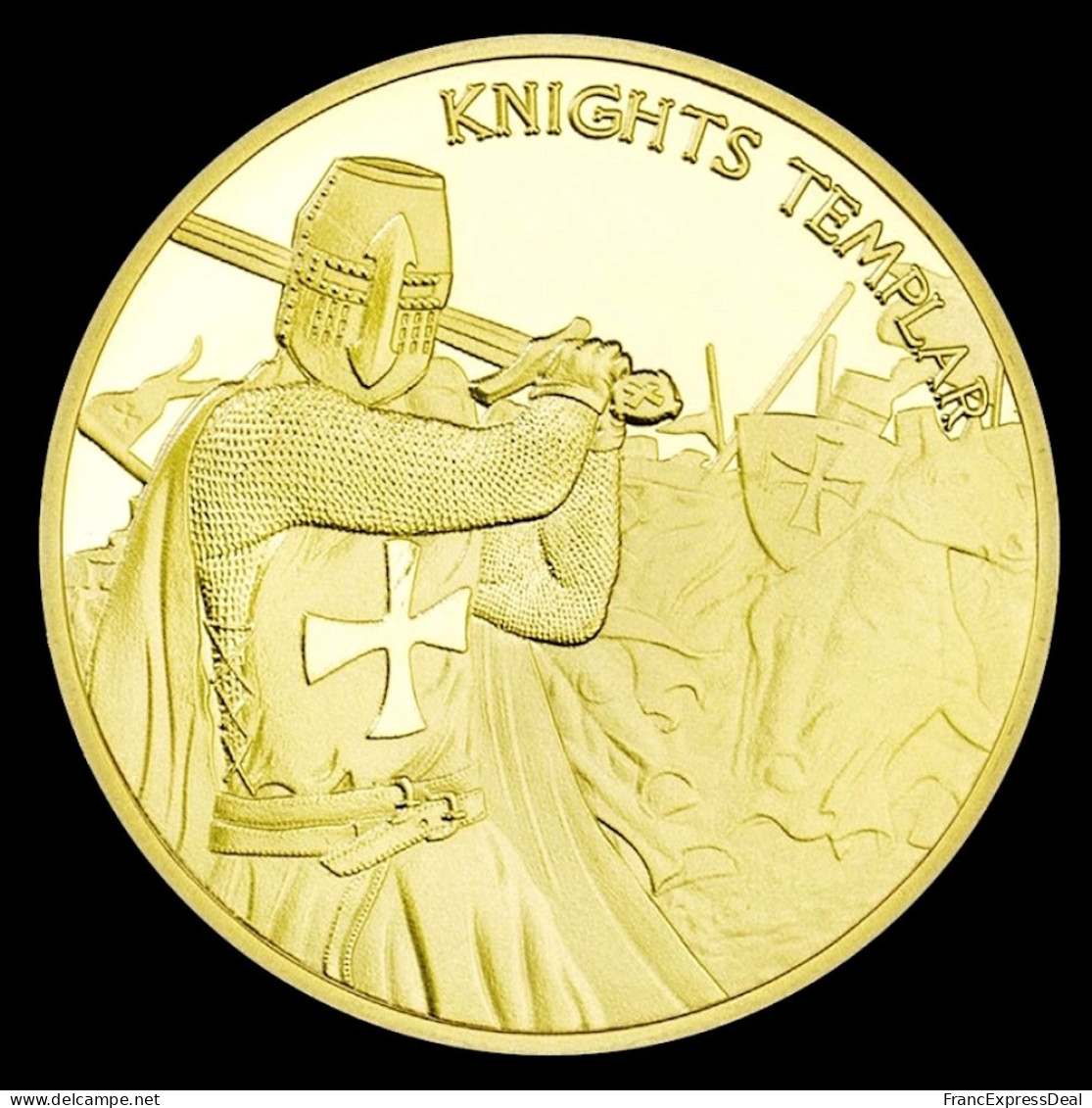 Pièce Médaille NEUVE Plaquée Or - Les Templiers Chevaliers Knights Templar (Réf 4) - Sonstige & Ohne Zuordnung