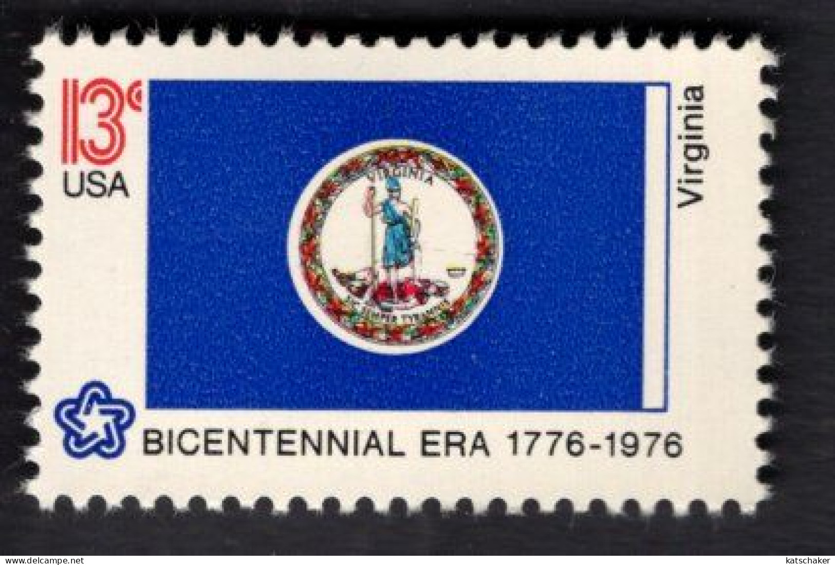 206111009  1976 SCOTT 1642 (XX) POSTFRIS MINT NEVER HINGED -  Flag American Bicentennial FLAG OF VIRGINA - Ungebraucht