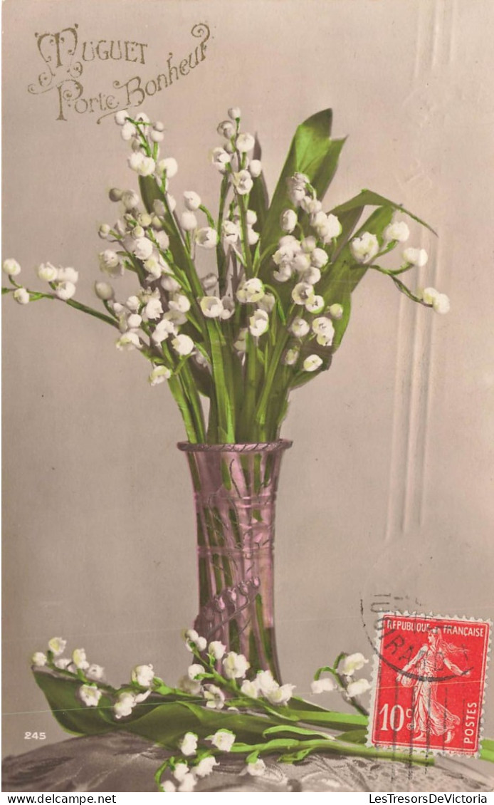 FLEURS - Un Vase De Muguet Porte Bonheur - Colorisé - Carte Postale Ancienne - Blumen