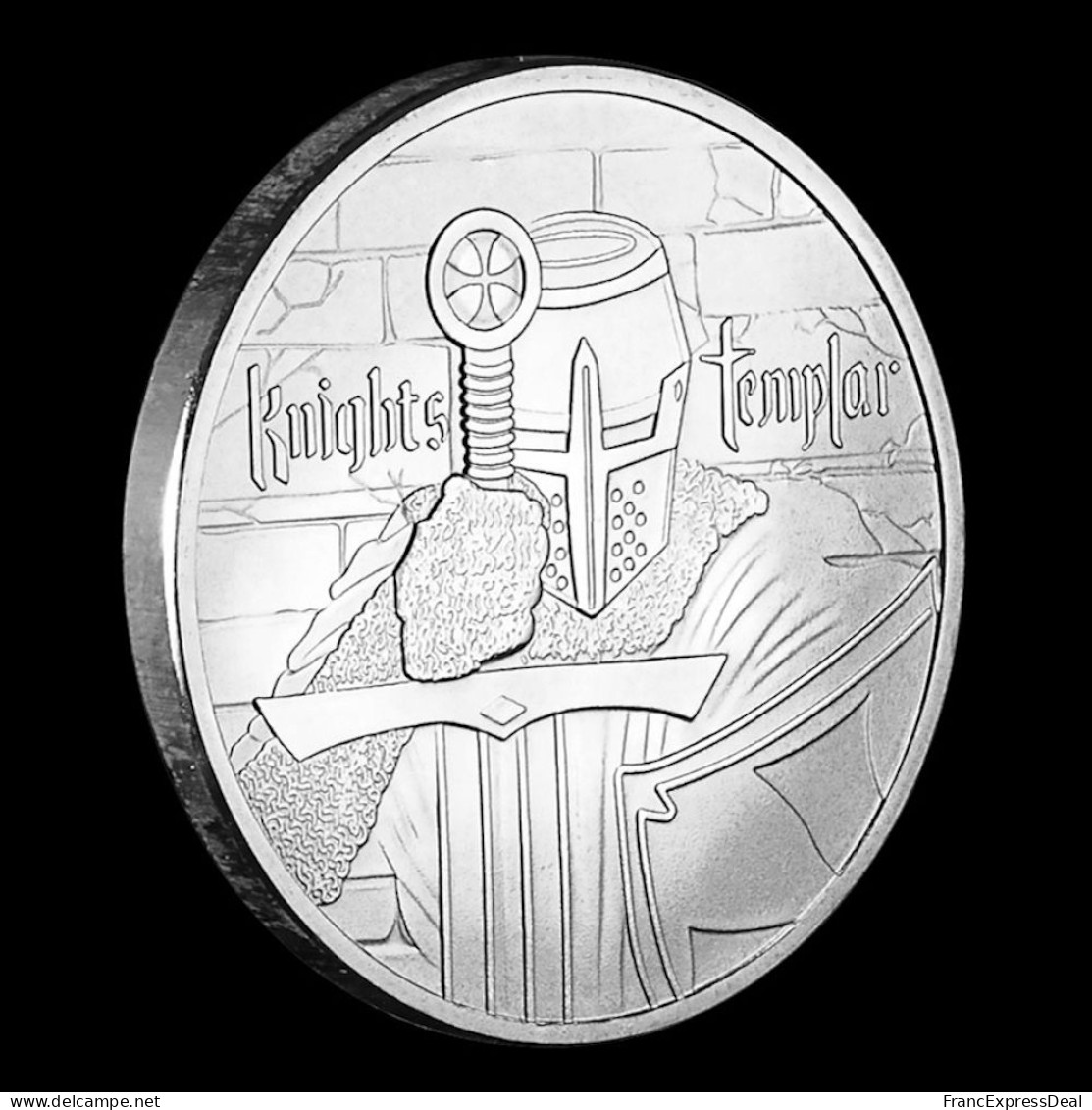 Pièce Médaille NEUVE Plaquée Argent - Les Templiers Chevaliers Knights Templar (Réf 6) - Altri & Non Classificati