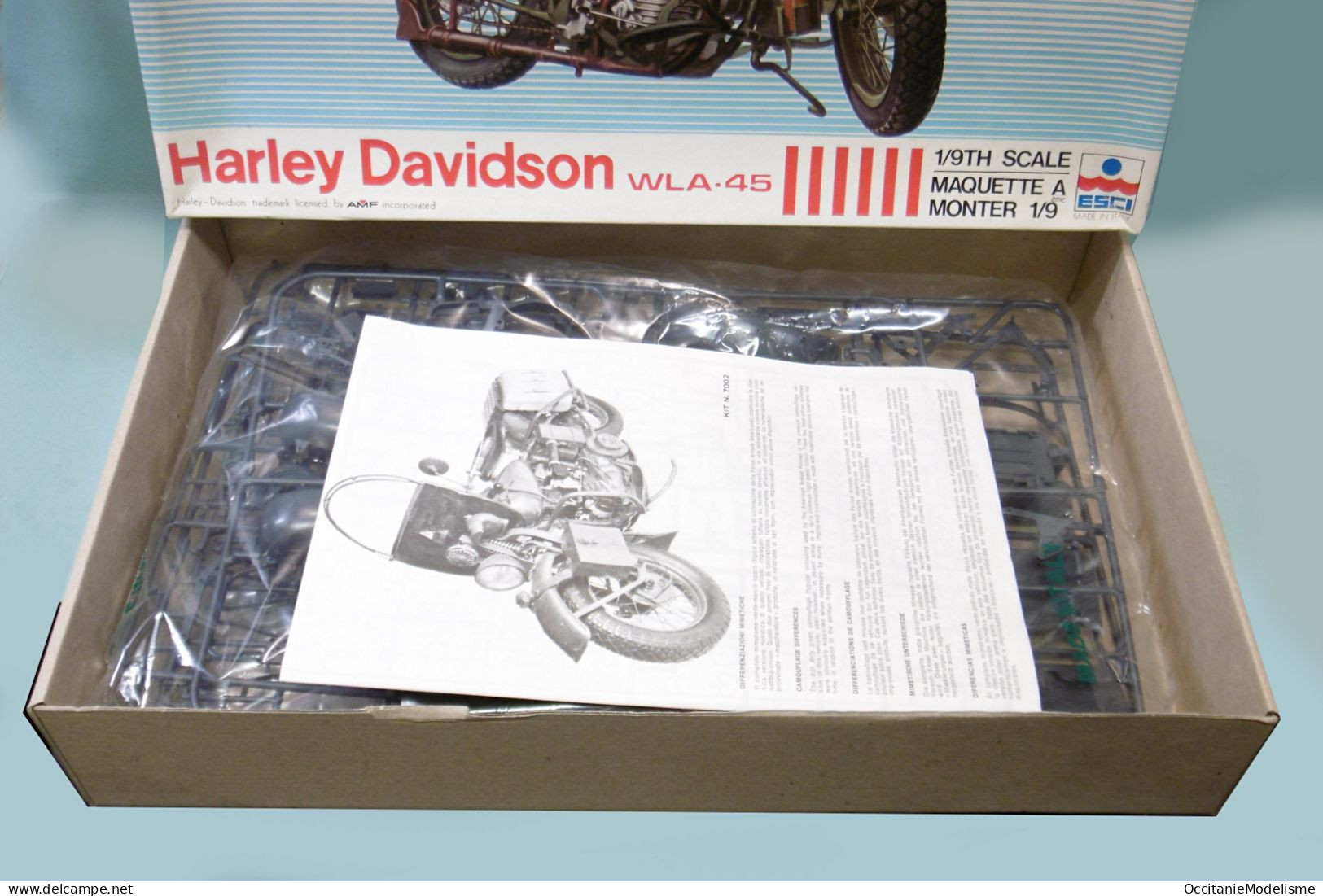 ESCI - HARLEY DAVIDSON WLA.45 Moto Militaire Maquette Kit Plastique Réf. 7002 BO 1/9 - Motorcycles