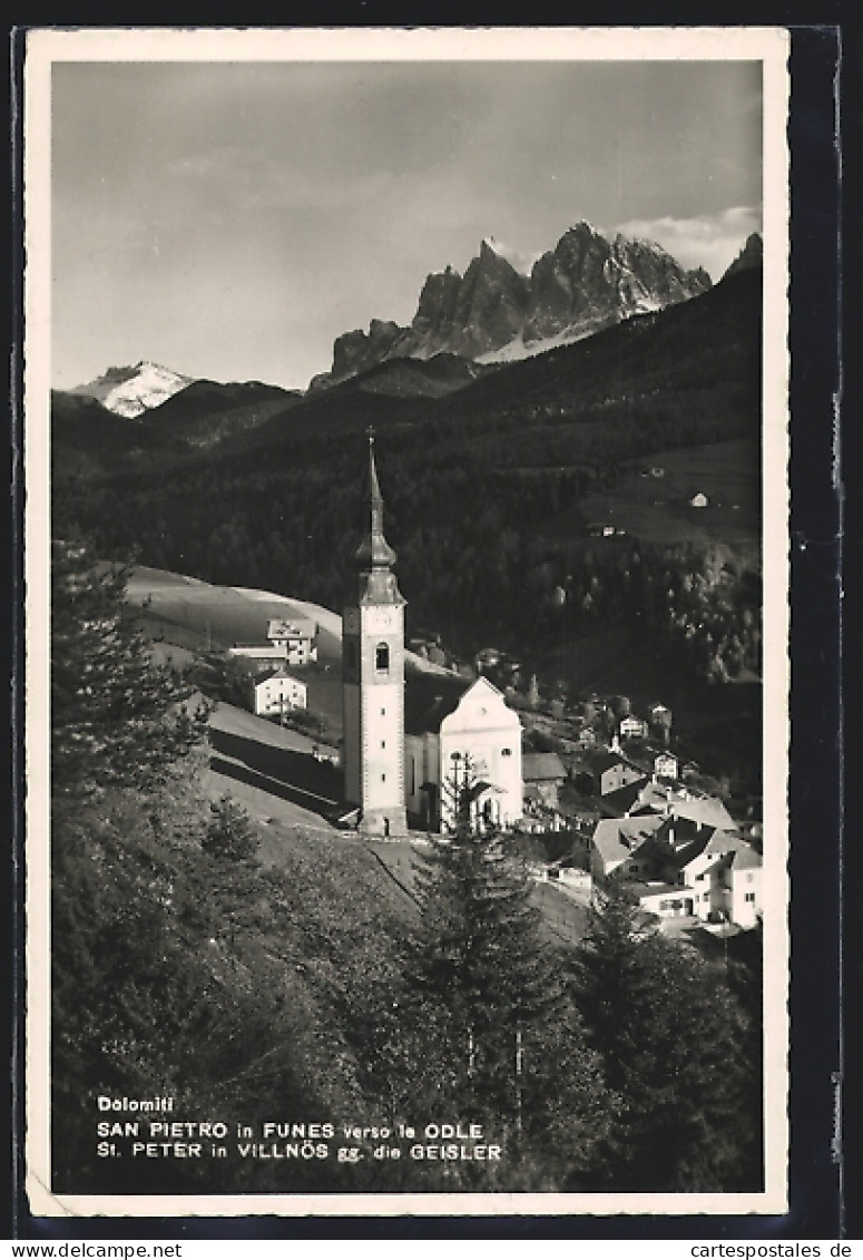 Cartolina San Pietro In Funes, Panorama Verso Le Odle  - Autres & Non Classés
