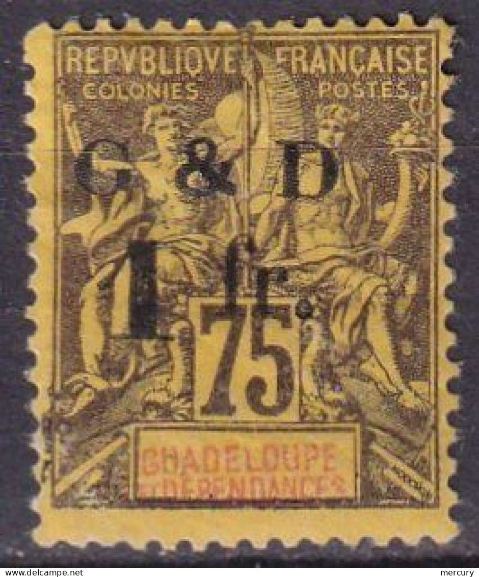 GUADELOUPE - 1 Fr. Sur 75 C. Groupe (b+p) - Unused Stamps