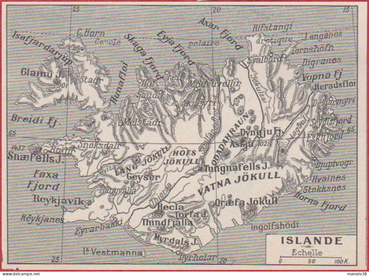 Carte De L'Islande. Larousse 1948. - Historical Documents