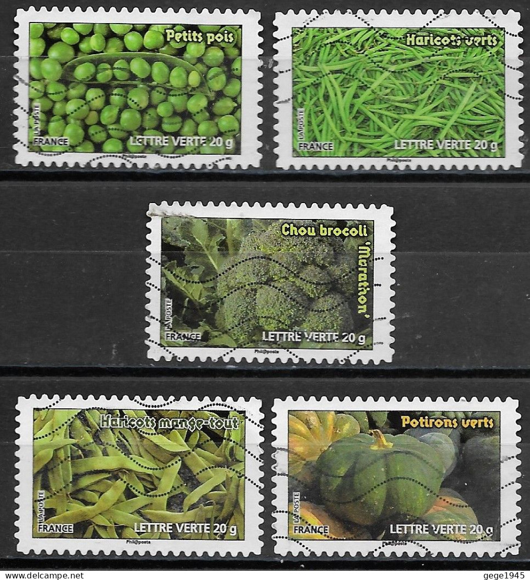 - France 2012  Oblitéré Autoadhésif  N°  739 -742 -  743  - 745 - 749   -   Les Légumes - Used Stamps