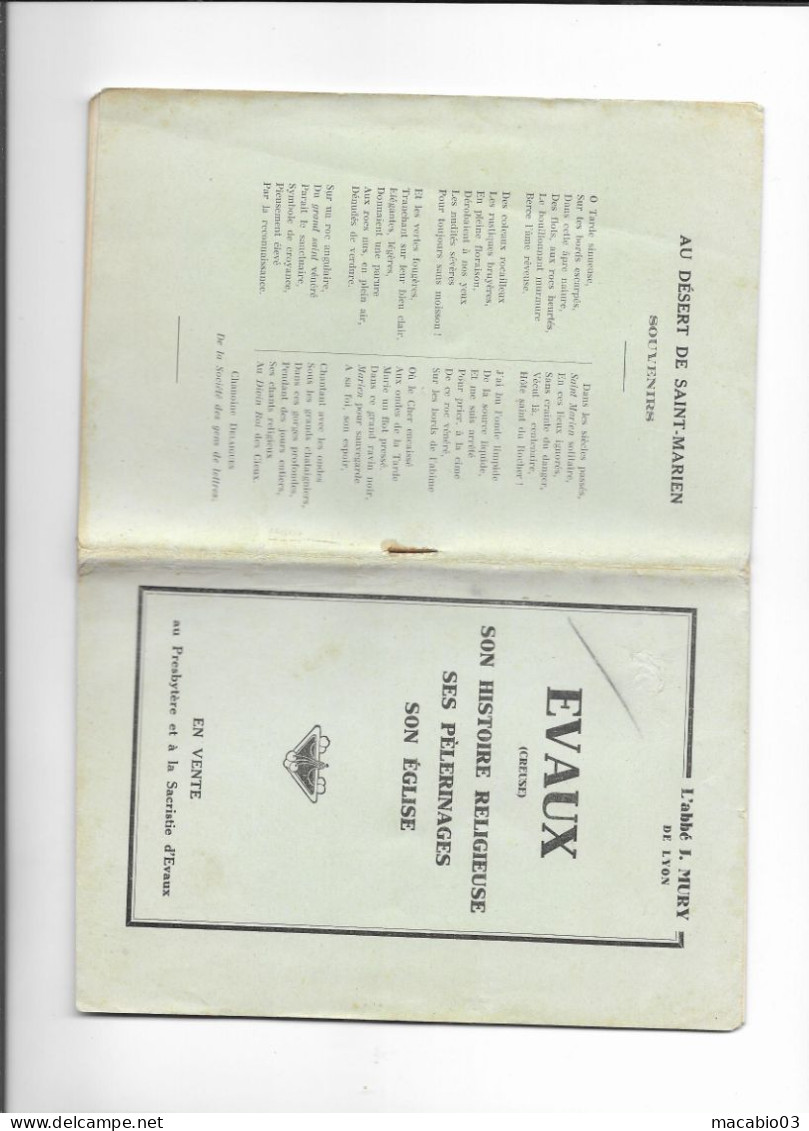 23 Creuse :Evaux Les Bains Livret Son Histoire Religieuse Ses Pèlerinages Son église En 1931 Par L'abbé J.Maury De Lyon - Evaux Les Bains