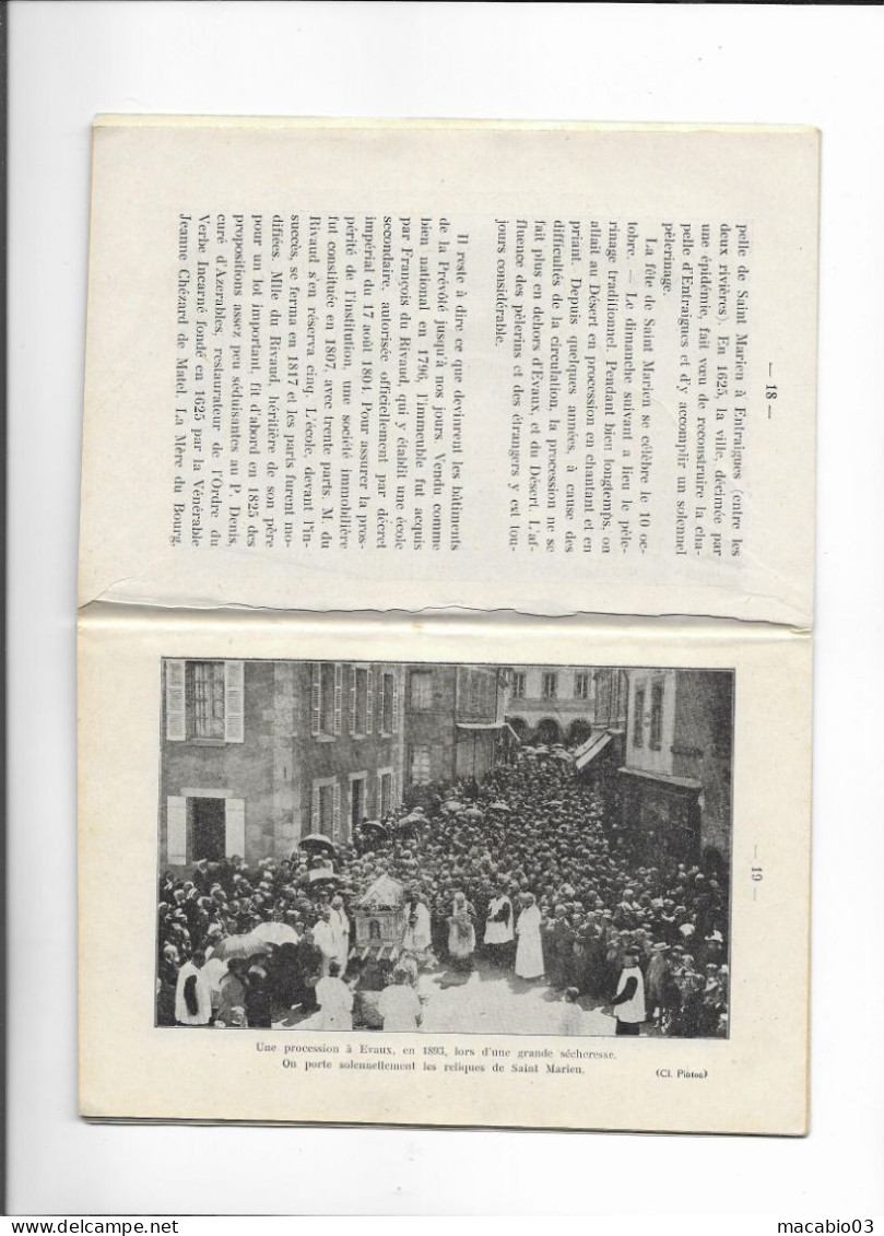 23 Creuse :Evaux Les Bains Livret Son Histoire Religieuse Ses Pèlerinages Son église En 1931 Par L'abbé J.Maury De Lyon - Evaux Les Bains