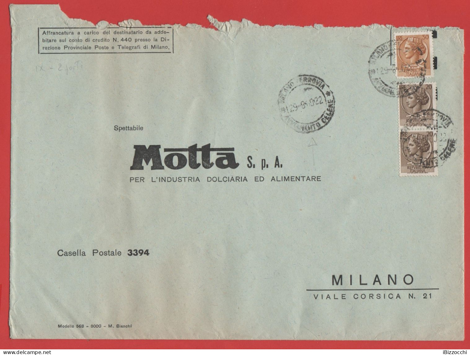 ITALIA - Storia Postale Repubblica - 1960 -  2x 20 Antica Moneta Siracusana + 30 Antica Moneta Siracusana - Busta Di Gra - 1946-60: Storia Postale