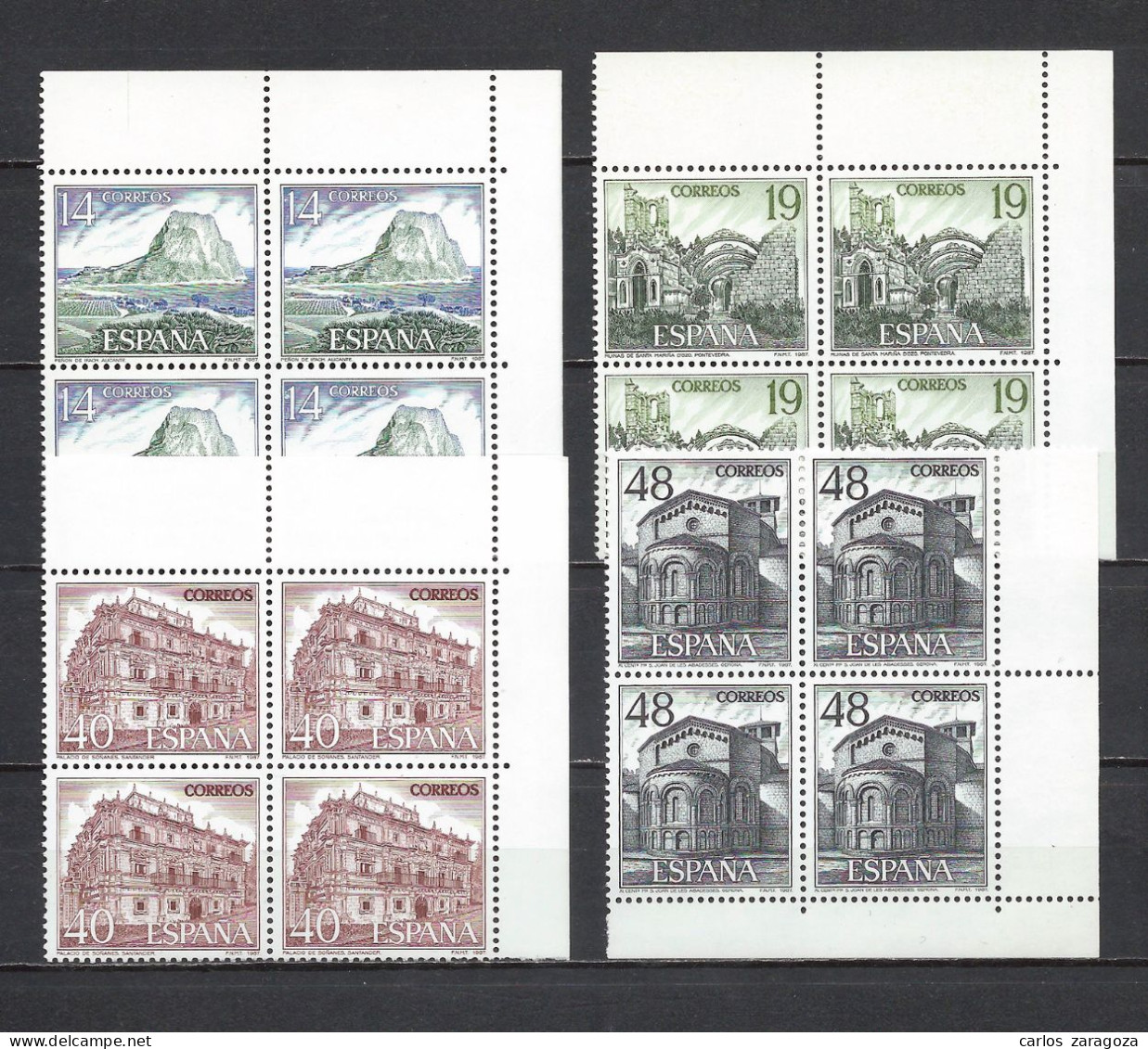 ESPAÑA 1987—Turismo ** 2900/03, YT 2514/15,2521/22, Mi 2779/80,2786/87. Serie Completa En Bloque - Unused Stamps