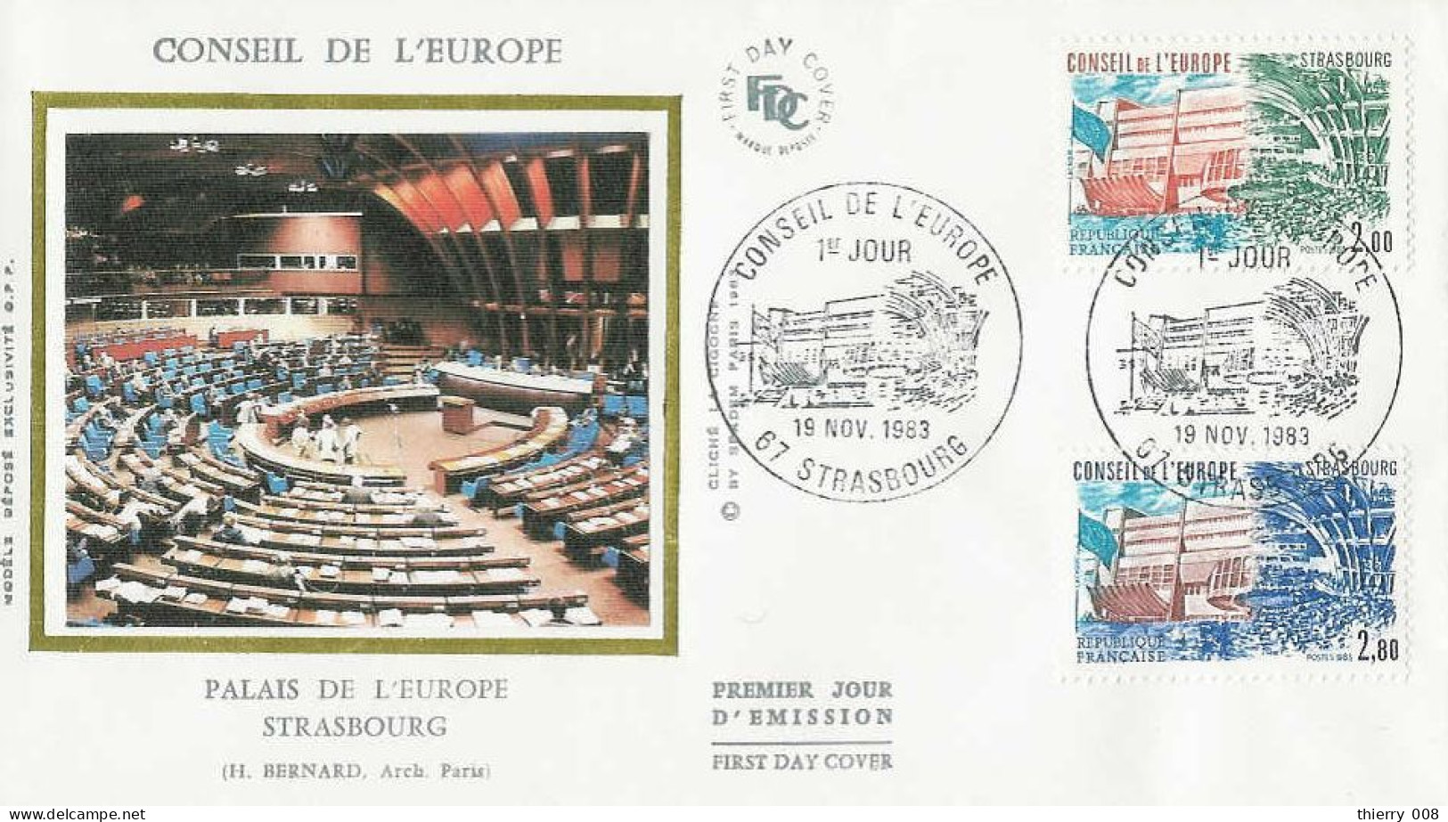 CE 77 78  Premier Jour Conseil De L'Europe Strasbourg 67 Bas Rhin  19 Novembre 1983 - 1980-1989