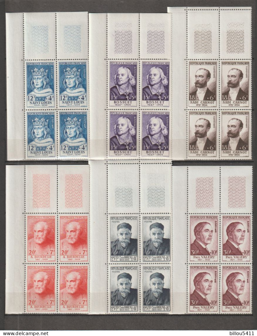 Célébrités F Du XIII Au XX éme N° 989/94 **( Louis IX ; Bossuet ; Sadi Carnot  ; Bourdelle ; Roux ; Valéry ) Cote 720€ - Neufs