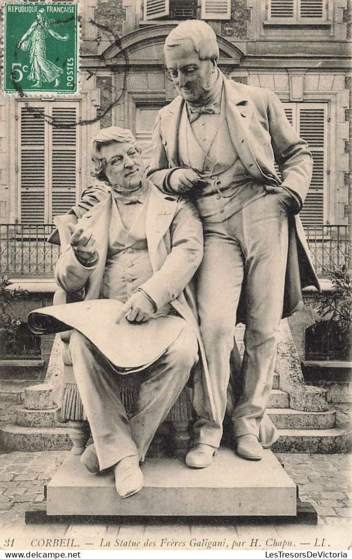 FRANCE - Corbeil - La Statue Des Frères Galigani Par H.Chapu - LL - Carte Postale Ancienne - Corbeil Essonnes