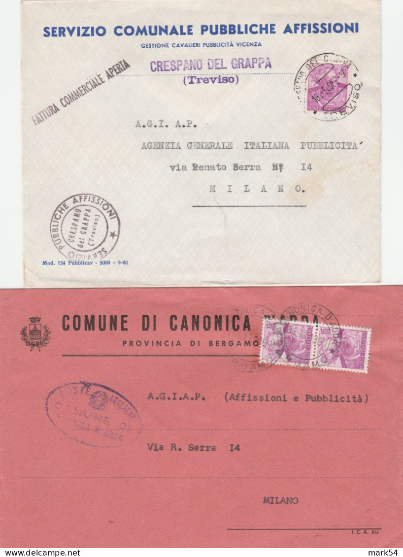 Michelangiolesca (6) 7 Affrancature Diverse Del 15 Lire - 1961-70: Marcophilie