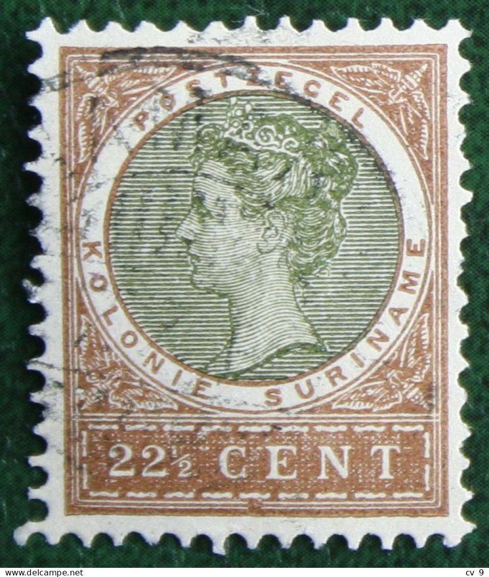 22½ Ct Koningin Wilhelmina Queen  NVPH 52 Mi 58 1904-1908 Used / Gestempeld  SURINAME / SURINAM - Suriname ... - 1975