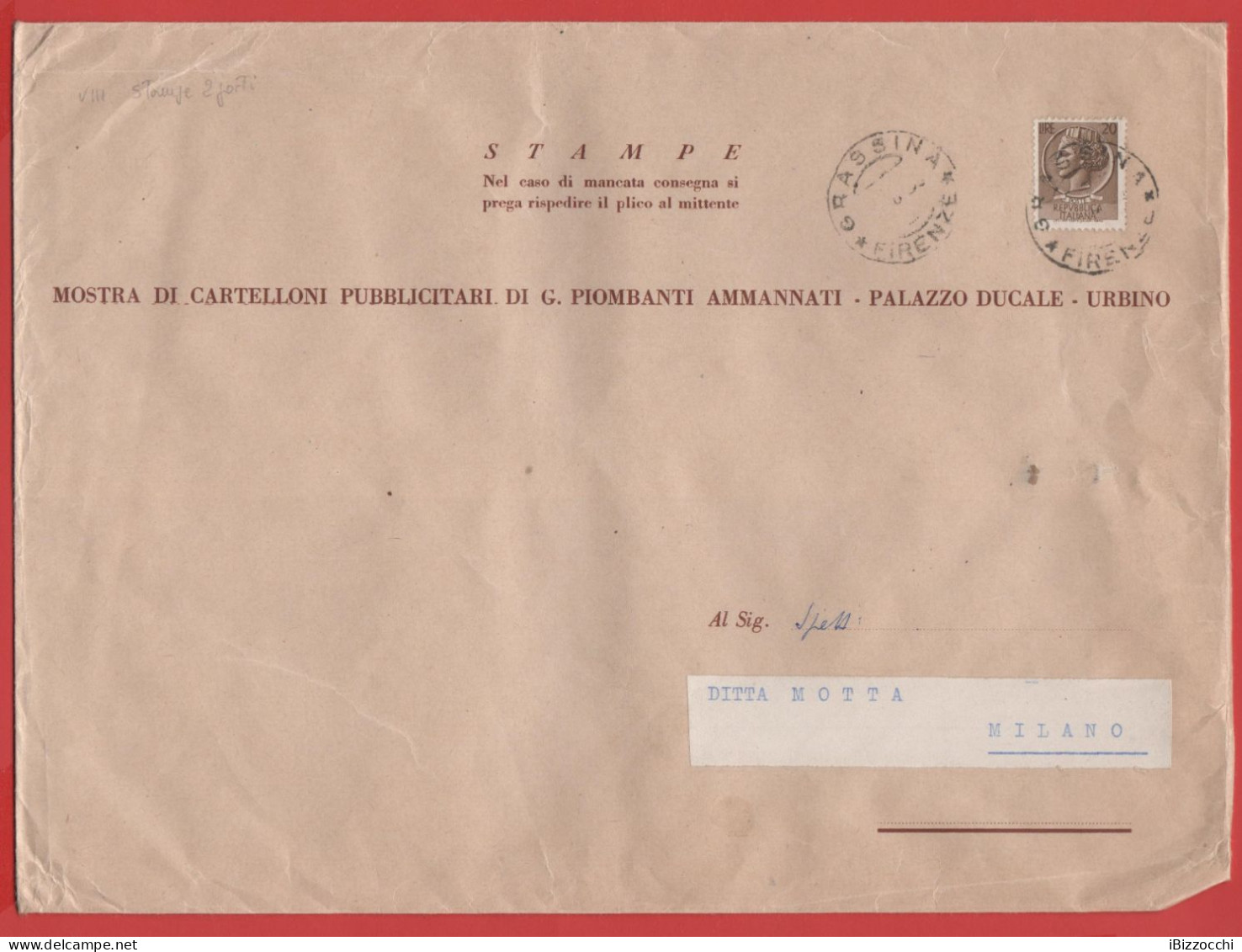 ITALIA - Storia Postale Repubblica - 19?? - 20 Antica Moneta Siracusana - Busta Di Grande Formato  - Viaggiata Da Grassi - 1946-60: Marcofilie