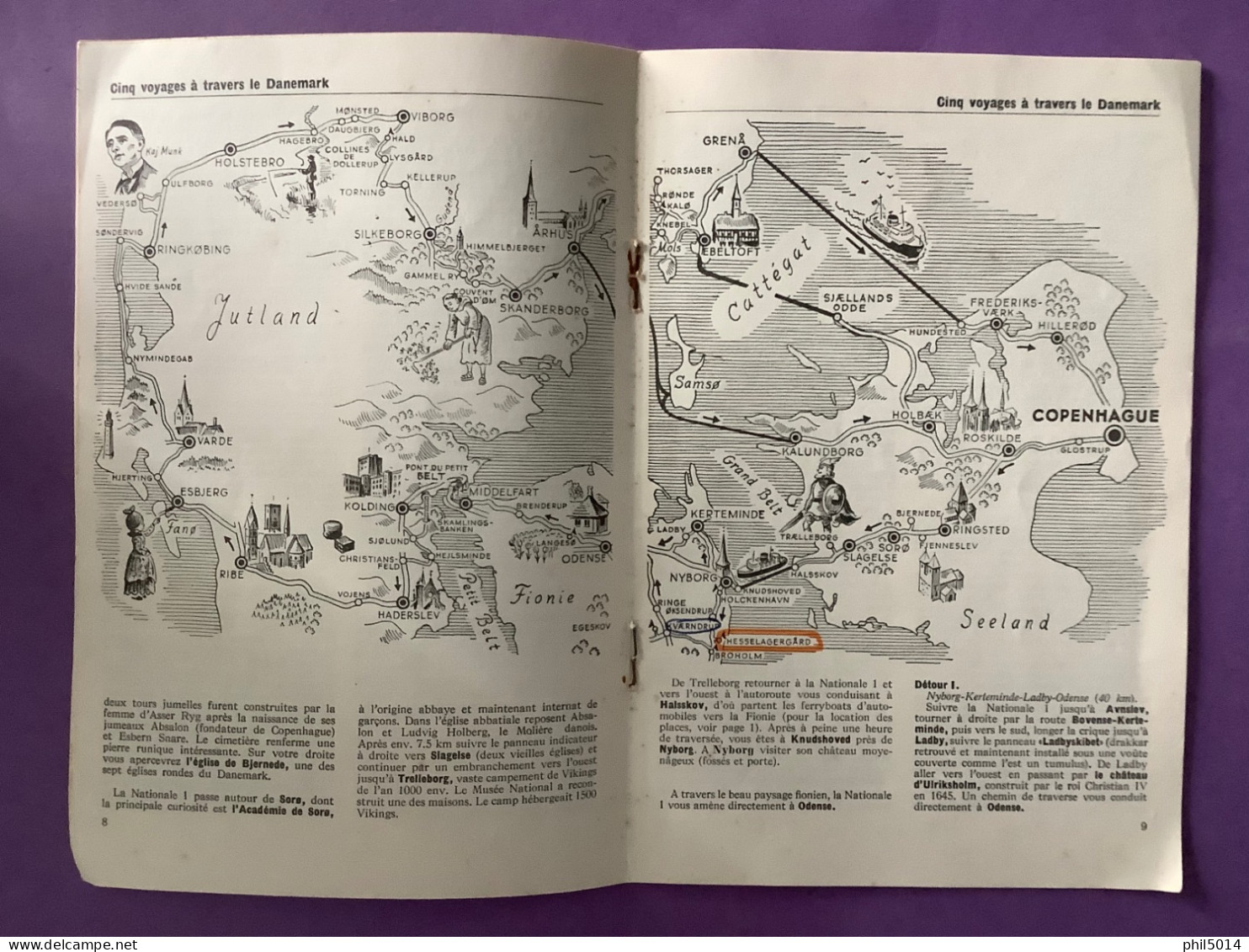 DANNEMARK    Livret 17 X 13       16 Pages      Plans….    Cinq Voyages     Bon état (annotations….) - Dänemark