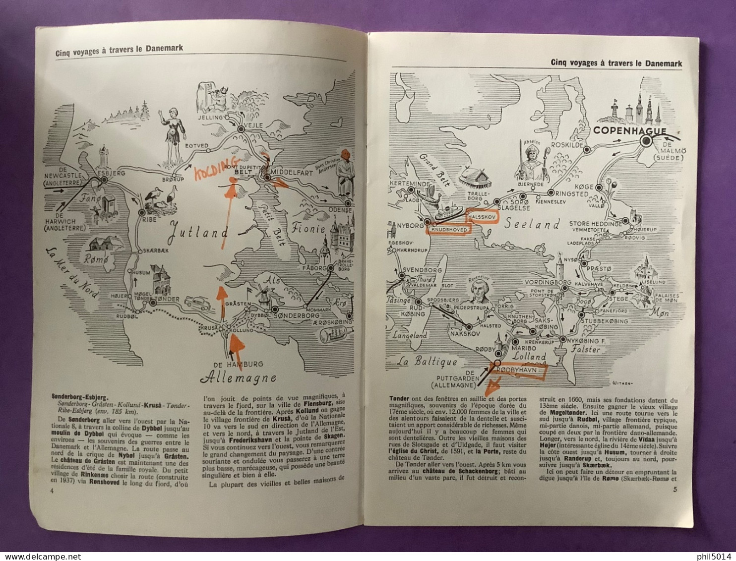 DANNEMARK    Livret 17 X 13       16 Pages      Plans….    Cinq Voyages     Bon état (annotations….) - Dinamarca