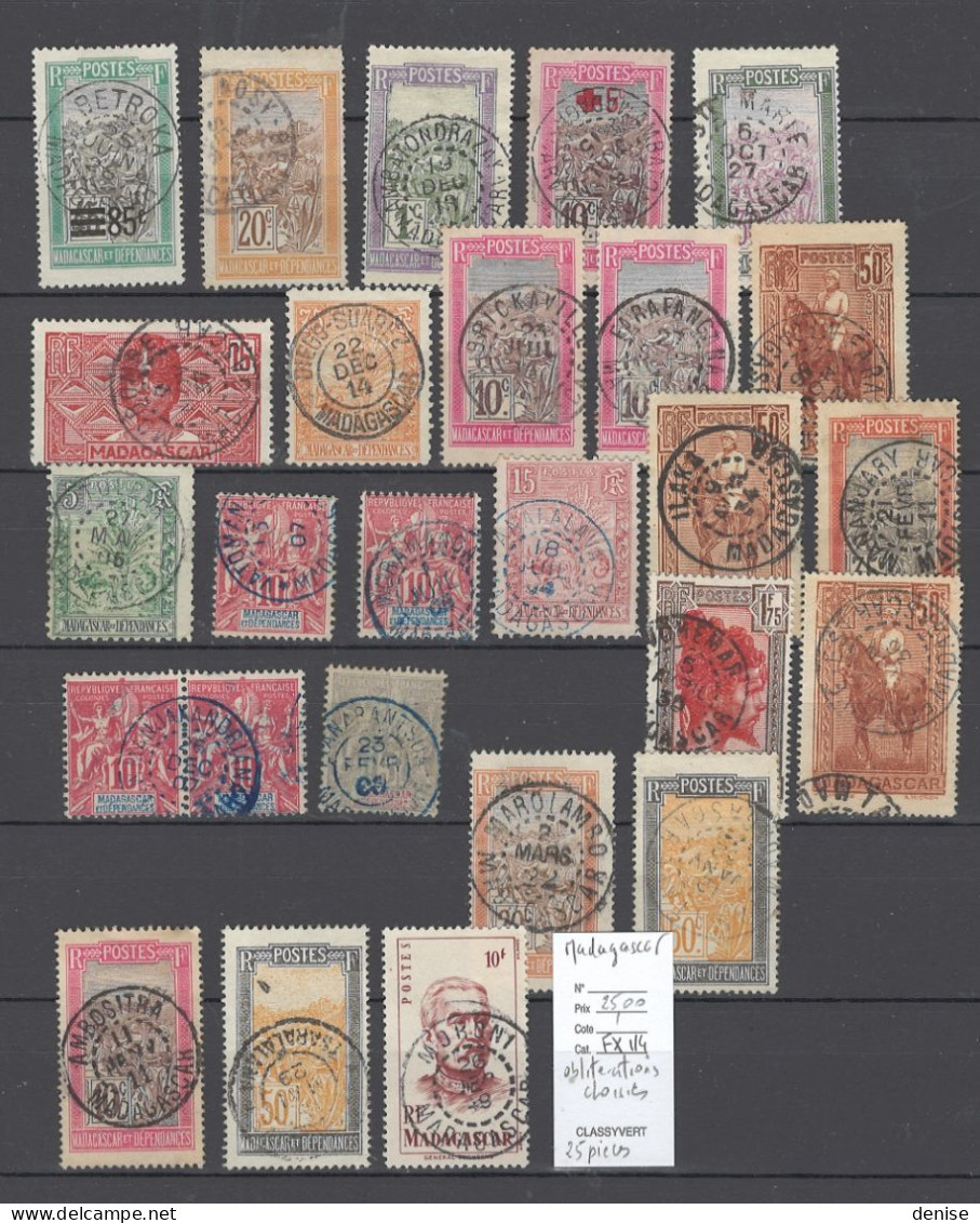 Madagascar - 25 Piéces - Oblitérations Choisies De Différents Bureaux - Used Stamps